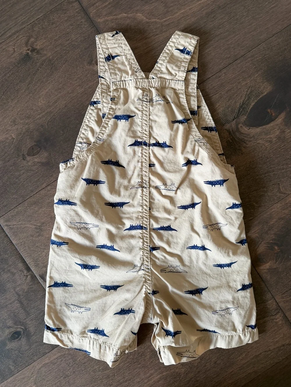 OshKosh B'gosh Trio of Toddler Short Overalls in Green, Navy and Tan